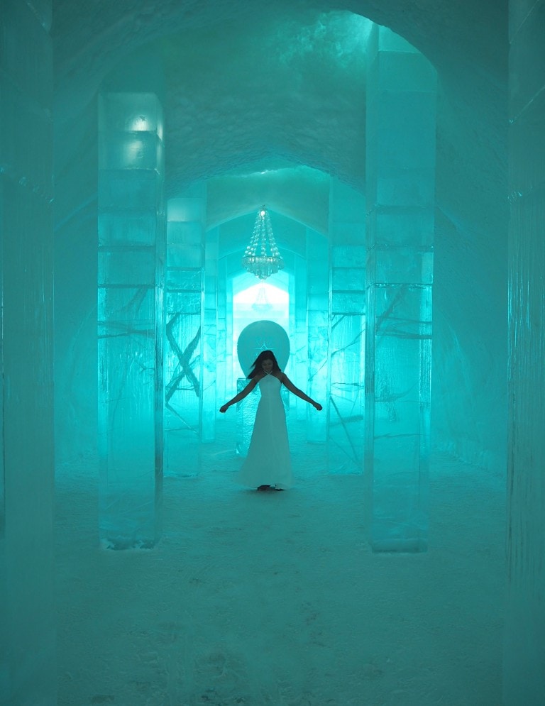 Lady Trekking Bonnie Rakhit Ice Hotel