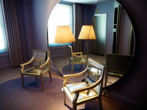 The clift Hotel bedroom Lady Trekking san Francisco California