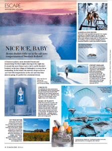 Lady Trekking Evening Standard article Ice Hotel