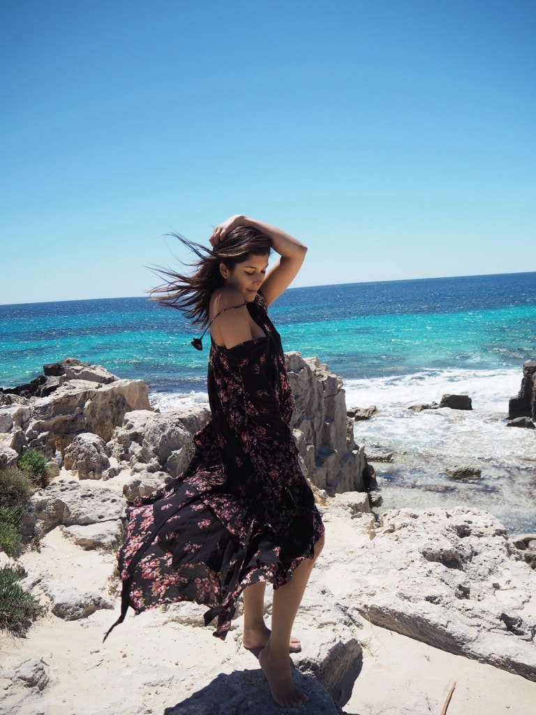 Bonnie Rakhit Lady Trekking in Ibiza beach