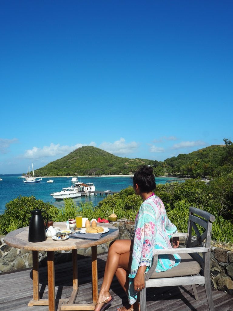 Lady Trekking al fresco breakfast in the caribbean