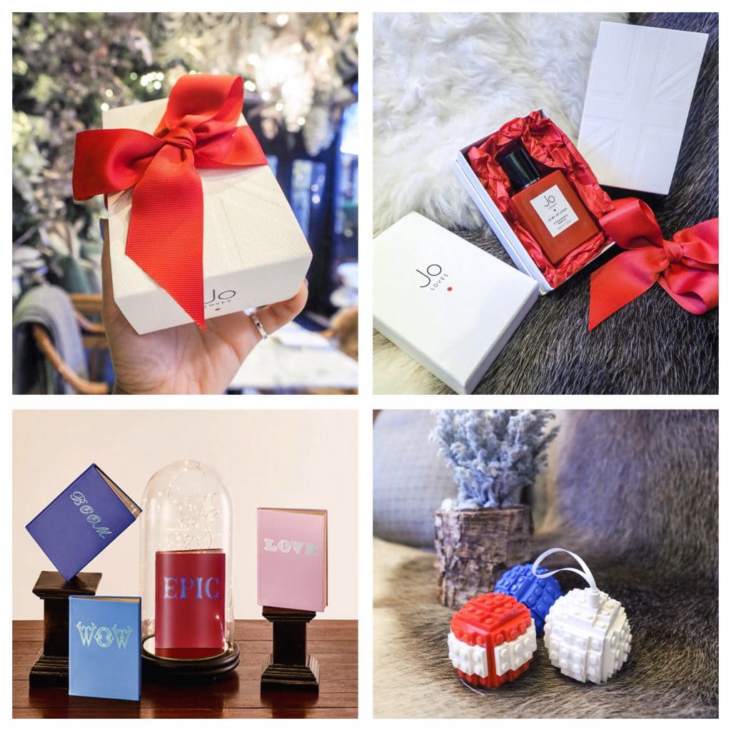 Jo Malone personalised scent, hand made lego baubles, Smythson notebooks xmas gifts